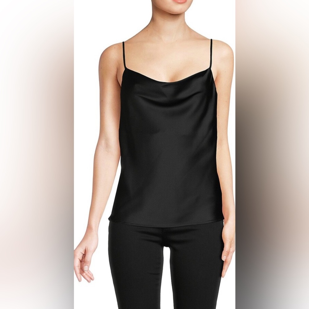 NWT Renee C. Cowlneck Black Satin Camisole